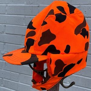 Vintage "P" Brand Men's/Unisex XL Orange/Black Camo Trapper Cap